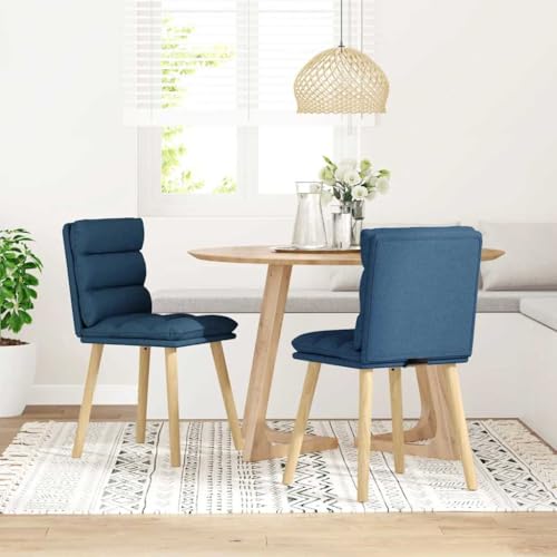 HEFZGDB Esszimmerstühle 2 STK. Blau Stoff Gartenstuhl Esszimmerstühle Essstuhl Küchenstühle Modern für Speisesaal Küche Balkon Wohnstube von HEFZGDB