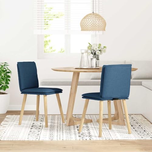HEFZGDB Esszimmerstühle 2 STK. Blau Stoff Küchenstuhl Sitzhocker Essstuhl Küchenstühle Modern für Balkon Speisesaal Küche Wohnstube von HEFZGDB