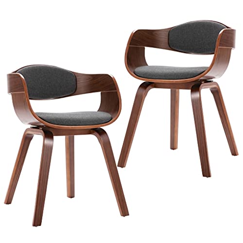 HEFZGDB Esszimmerstühle 2 STK. Bugholz und Grau Stoff Küchenhocker Sitzhocker Wohnzimmer Stühle Dining Chairs für Wohnstube Küche Balkon Speisesaal von HEFZGDB