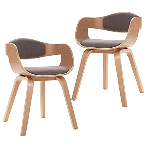 HEFZGDB Esszimmerstühle 2 STK. Bugholz und Taupe Stoff Küchenhocker Sitzhocker Wohnzimmer Stühle Dining Chairs für Wohnstube Küche Balkon Speisesaal von HEFZGDB