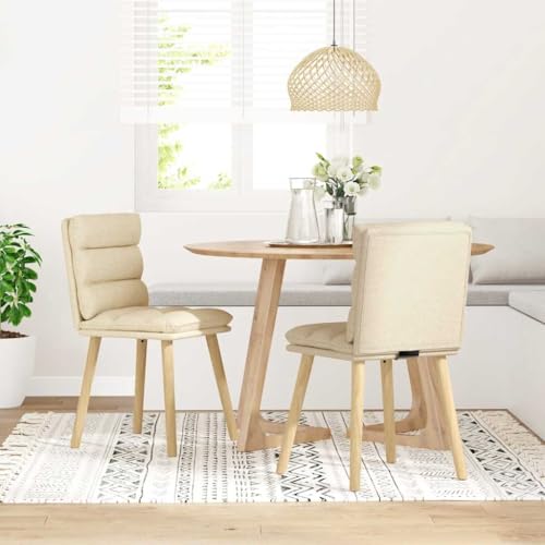 HEFZGDB Esszimmerstühle 2 STK. Creme Stoff Gartenstuhl Esszimmerstühle Essstuhl Küchenstühle Modern für Speisesaal Küche Balkon Wohnstube von HEFZGDB