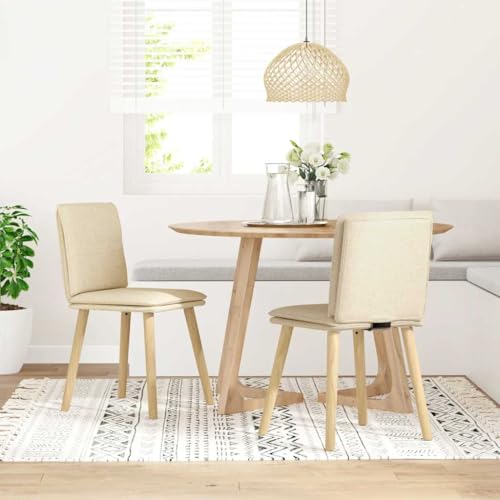 HEFZGDB Esszimmerstühle 2 STK. Creme Stoff Küchenstuhl Sitzhocker Essstuhl Küchenstühle Modern für Balkon Speisesaal Küche Wohnstube von HEFZGDB