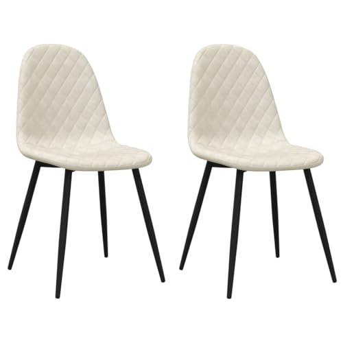 HEFZGDB Esszimmerstühle 2 STK. Cremeweiß Samt Küchenstuhl Wohnzimmer Stühle Essstuhl Dining Chairs für Speisesaal Wohnstube Küche Balkon von HEFZGDB