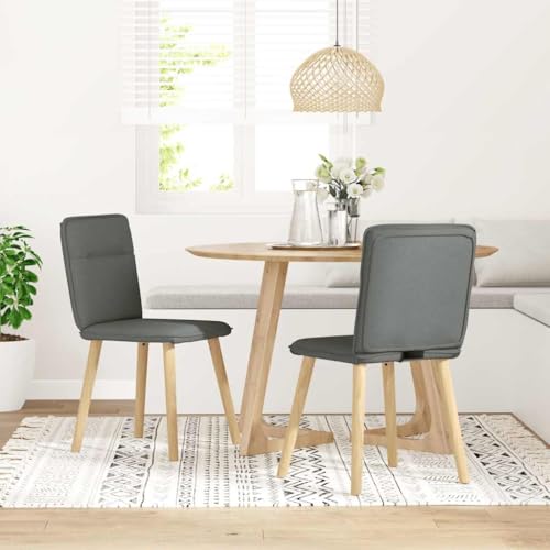 HEFZGDB Esszimmerstühle 2 STK. Dunkelgrau Stoff Küchenhocker Sitzhocker Schminkstuhl Besucherstuhl für Balkon Küche Wohnstube Speisesaal von HEFZGDB