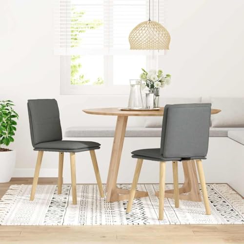 HEFZGDB Esszimmerstühle 2 STK. Dunkelgrau Stoff Küchenstuhl Sitzhocker Essstuhl Küchenstühle Modern für Balkon Speisesaal Küche Wohnstube von HEFZGDB