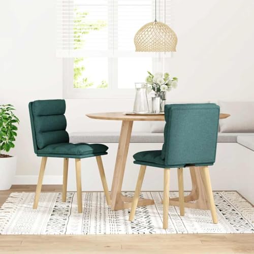 HEFZGDB Esszimmerstühle 2 STK. Dunkelgrün Stoff Gartenstuhl Esszimmerstühle Essstuhl Küchenstühle Modern für Speisesaal Küche Balkon Wohnstube von HEFZGDB