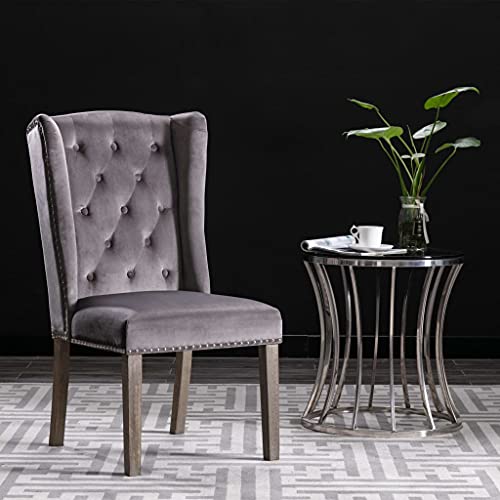 HEFZGDB Esszimmerstühle 2 STK. Grau Samt Living Room Chairs Essstuhl Dining Chairs Besucherstuhl für Balkon Speisesaal Küche Wohnstube von HEFZGDB