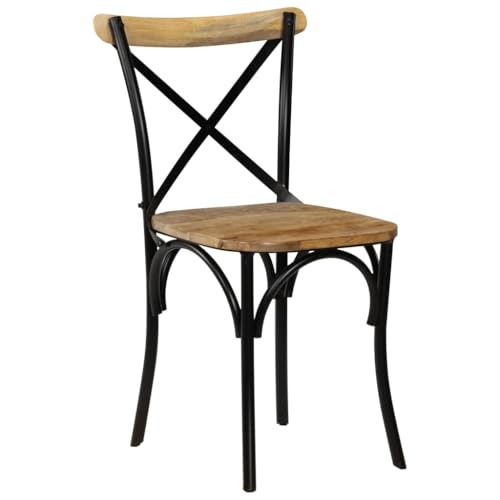 HEFZGDB Esszimmerstühle 2 STK. Schwarz Mango-Massivholz Loungesessel Sitzhocker Dining Chairs Küchenstühle Modern für Wohnstube Balkon Speisesaal Küche von HEFZGDB