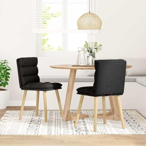 HEFZGDB Esszimmerstühle 2 STK. Schwarz Stoff Gartenstuhl Esszimmerstühle Essstuhl Küchenstühle Modern für Speisesaal Küche Balkon Wohnstube von HEFZGDB