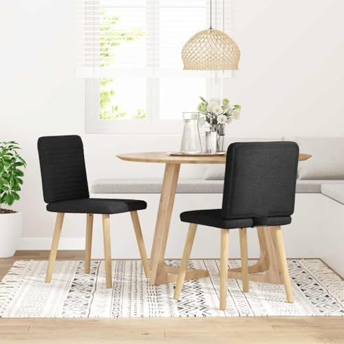 HEFZGDB Esszimmerstühle 2 STK. Schwarz Stoff Schminksessel Esszimmerstühle Wohnzimmer Stühle Essstuhl für Wohnstube Speisesaal Balkon Küche von HEFZGDB