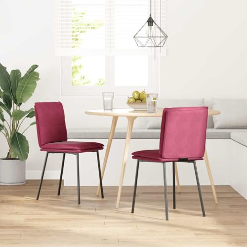 HEFZGDB Esszimmerstühle 2 STK. Weinrot Samt Bequemer Stuhl Schminkstuhl Essstuhl Dining Chairs für Speisesaal Wohnstube Balkon Küche von HEFZGDB