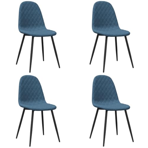 HEFZGDB Esszimmerstühle 4 STK. Blau Samt Küchenstuhl Wohnzimmer Stühle Essstuhl Dining Chairs für Speisesaal Wohnstube Küche Balkon von HEFZGDB