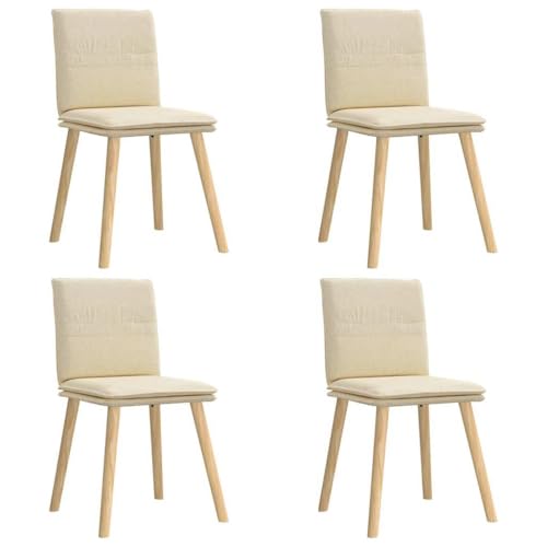 HEFZGDB Esszimmerstühle 4 STK. Creme Stoff Küchenstuhl Sitzhocker Essstuhl Küchenstühle Modern für Balkon Speisesaal Küche Wohnstube von HEFZGDB