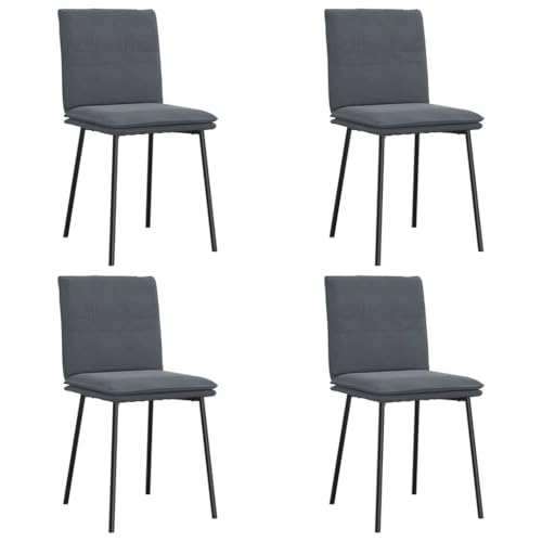 HEFZGDB Esszimmerstühle 4 STK. Dunkelgrau Samt Bequemer Stuhl Schminkstuhl Essstuhl Dining Chairs für Speisesaal Wohnstube Balkon Küche von HEFZGDB