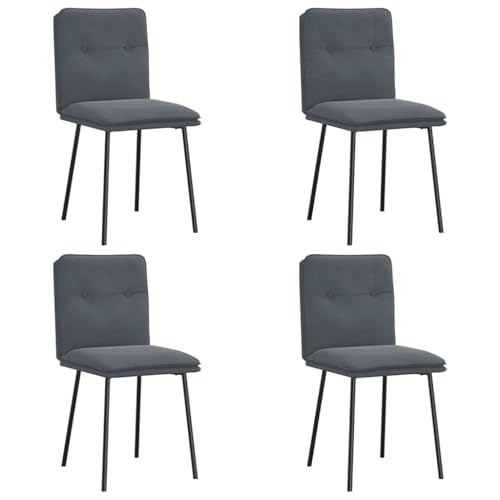 HEFZGDB Esszimmerstühle 4 STK. Dunkelgrau Samt Loungesessel Schminkstuhl Dining Chairs Besucherstuhl für Küche Balkon Wohnstube Speisesaal von HEFZGDB