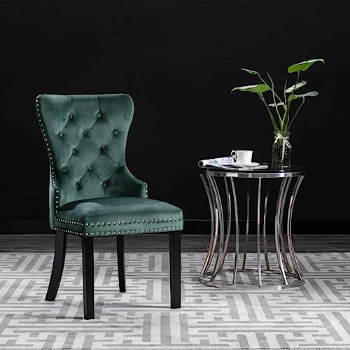 HEFZGDB Esszimmerstühle 4 STK. Dunkelgrün Samt Gartenstuhl Sitzhocker Essstuhl Dining Chairs für Küche Speisesaal Wohnstube Balkon von HEFZGDB