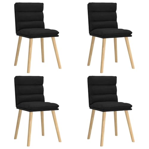 HEFZGDB Esszimmerstühle 4 STK. Schwarz Stoff Gartenstuhl Esszimmerstühle Essstuhl Küchenstühle Modern für Speisesaal Küche Balkon Wohnstube von HEFZGDB
