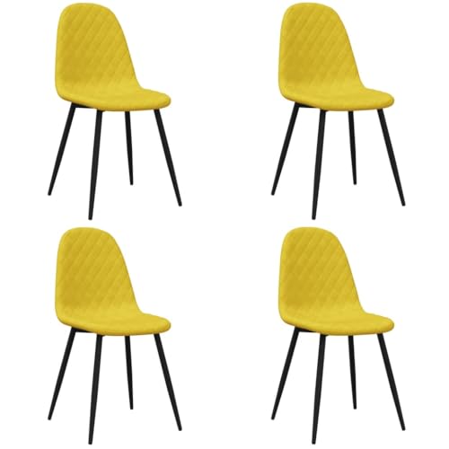 HEFZGDB Esszimmerstühle 4 STK. Senfgelb Samt Küchenstuhl Wohnzimmer Stühle Essstuhl Dining Chairs für Speisesaal Wohnstube Küche Balkon von HEFZGDB