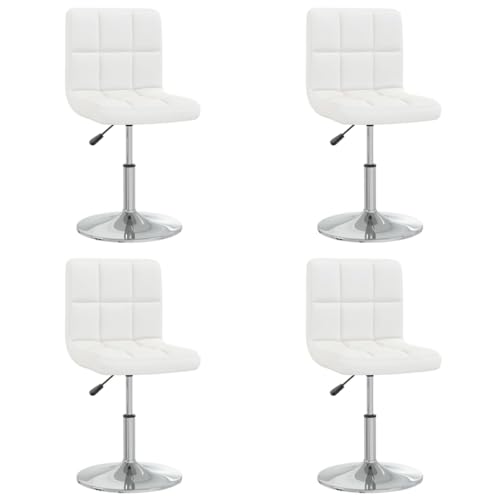 HEFZGDB Esszimmerstühle 4 STK. Weiß Kunstleder Küchenhocker Sitzhocker Wohnzimmer Stühle Dining Chairs für Wohnstube Küche Speisesaal Balkon von HEFZGDB