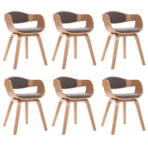 HEFZGDB Esszimmerstühle 6 STK. Bugholz und Taupe Stoff Küchenhocker Sitzhocker Wohnzimmer Stühle Dining Chairs für Wohnstube Küche Balkon Speisesaal von HEFZGDB
