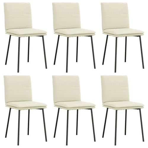 HEFZGDB Esszimmerstühle 6 STK. Creme Samt Bequemer Stuhl Schminkstuhl Essstuhl Dining Chairs für Speisesaal Wohnstube Balkon Küche von HEFZGDB