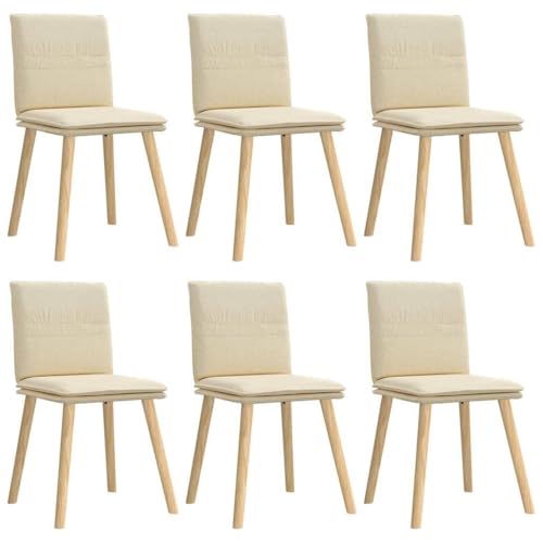 HEFZGDB Esszimmerstühle 6 STK. Creme Stoff Küchenstuhl Sitzhocker Essstuhl Küchenstühle Modern für Balkon Speisesaal Küche Wohnstube von HEFZGDB