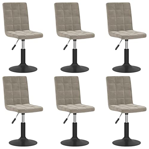 HEFZGDB Esszimmerstühle 6 STK. Drehbar Hellgrau Samt Esstischstuhl Sitzhocker Dining Chairs Stuhl Küche für Küche Wohnstube Balkon Speisesaal von HEFZGDB