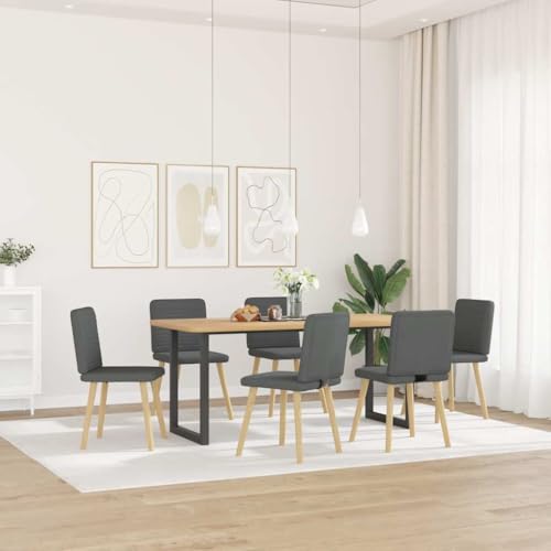 HEFZGDB Esszimmerstühle 6 STK. Dunkelgrau Stoff Schminksessel Esszimmerstühle Wohnzimmer Stühle Essstuhl für Wohnstube Speisesaal Balkon Küche von HEFZGDB