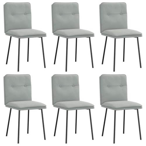 HEFZGDB Esszimmerstühle 6 STK. Hellgrau Samt Loungesessel Schminkstuhl Dining Chairs Besucherstuhl für Küche Balkon Wohnstube Speisesaal von HEFZGDB
