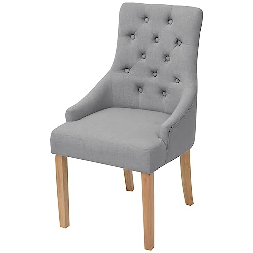 HEFZGDB Esszimmerstühle 6 STK. Hellgrau Stoff Gartenstuhl Sitzhocker Essstuhl Dining Chairs für Speisesaal Küche Balkon Wohnstube von HEFZGDB