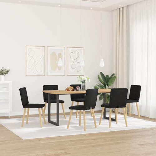 HEFZGDB Esszimmerstühle 6 STK. Schwarz Stoff Essstühle Schminktisch Stuhl Schminkstuhl Stuhl Esszimmer für Balkon Speisesaal Wohnstube Küche von HEFZGDB