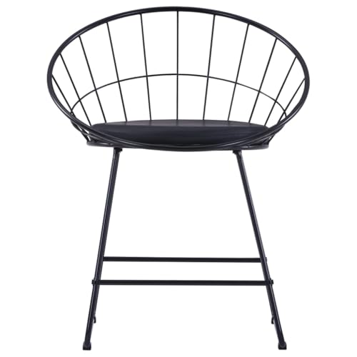 HEFZGDB Esszimmerstühle mit Kunstledersitzen 6 STK. Schwarz Stahl Vanity Chair Sitzhocker Schminkstuhl Essstuhl für Balkon Küche Speisesaal Wohnstube von HEFZGDB