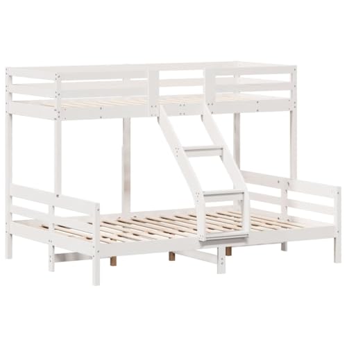 HEFZGDB Etagenbett 80x200/140x200 cm Weiß Massivholz Kiefer Einzelbett Familienbett Einzelbetten Doppelbett für Gästezimmer Schlafzimmer Wohnbereich Herberge von HEFZGDB