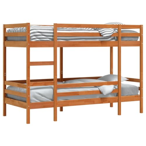 HEFZGDB Etagenbett Wachsbraun 80x200 cm Massivholz Kiefer Jugendbett Gästebett Bed Frame Single Bed für Gästezimmer Schlafzimmer Herberge Wohnbereich von HEFZGDB