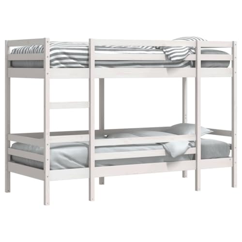 HEFZGDB Etagenbett Weiß 90x190 cm Massivholz Kiefer Jugendbett Gästebett Bed Frame Single Bed für Gästezimmer Schlafzimmer Herberge Wohnbereich von HEFZGDB