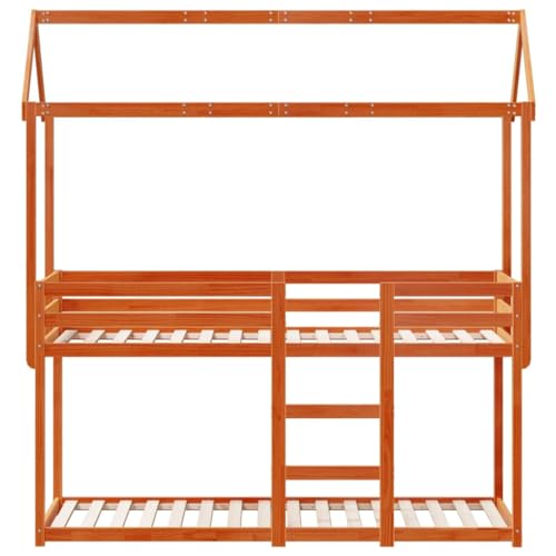 HEFZGDB Etagenbett mit Dach Wachsbraun 90x190 cm Massivholz Kiefer Jugendbett Gästebett Bed Frame Einzelbett für Wohnbereich Gästezimmer Herberge Schlafzimmer HEFZGDB Etagenbett mit Dach Wachsbraun 90x190 cm Massivholz Kiefer Jugendbett Gästebett Bed Frame Einzelbett für Wohnbereich Gästezimmer Herberge Schlafzimmer von HEFZGDB