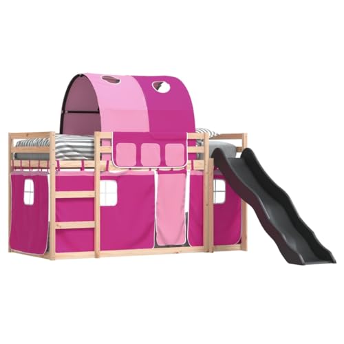 HEFZGDB Etagenbett mit Rutsche und Gardinen Rosa 90x190 cm Daybed Gästebett Familienbett Doppelbett für Herberge Wohnbereich Gästezimmer Schlafzimmer HEFZGDB Etagenbett mit Rutsche und Gardinen Rosa 90x190 cm Daybed Gästebett Familienbett Doppelbett für Herberge Wohnbereich Gästezimmer Schlafzimmer von HEFZGDB