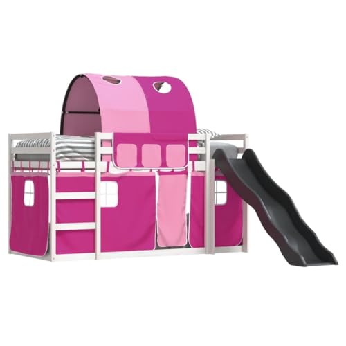 HEFZGDB Etagenbett mit Rutsche und Gardinen Rosa 90x190 cm Daybed Gästebett Familienbett Doppelbett für Herberge Wohnbereich Gästezimmer Schlafzimmer HEFZGDB Etagenbett mit Rutsche und Gardinen Rosa 90x190 cm Daybed Gästebett Familienbett Doppelbett für Herberge Wohnbereich Gästezimmer Schlafzimmer von HEFZGDB