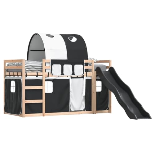 HEFZGDB Etagenbett mit Rutsche und Gardinen Weiß und Schwarz 90x190 cm Daybed Gästebett Familienbett Doppelbett für Herberge Wohnbereich Gästezimmer Schlafzimmer HEFZGDB Etagenbett mit Rutsche und Gardinen Weiß und Schwarz 90x190 cm Daybed Gästebett Familienbett Doppelbett für Herberge Wohnbereich Gästezimmer Schlafzimmer von HEFZGDB