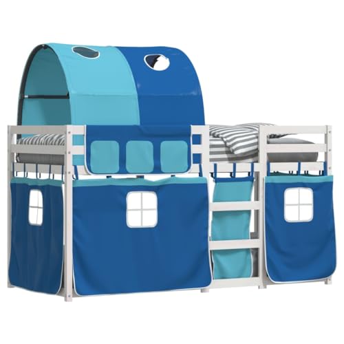 HEFZGDB Etagenbett mit Vorhängen Blau 80x200 cm Massivholz Kiefer Guest Bed Gästebett Bettgestell Einzelbetten für Gästezimmer Wohnbereich Herberge Schlafzimmer HEFZGDB Etagenbett mit Vorhängen Blau 80x200 cm Massivholz Kiefer Guest Bed Gästebett Bettgestell Einzelbetten für Gästezimmer Wohnbereich Herberge Schlafzimmer von HEFZGDB