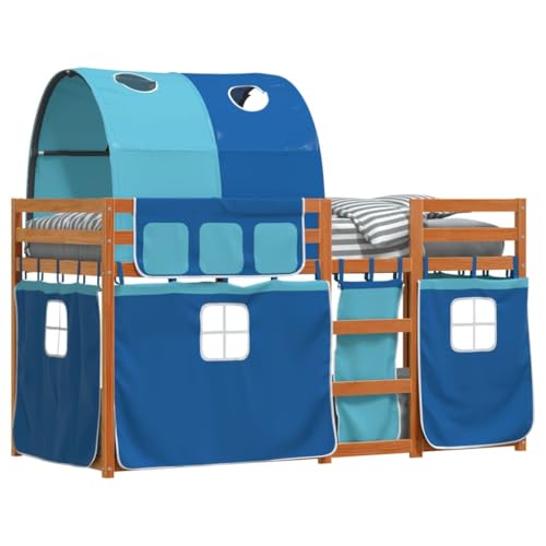 HEFZGDB Etagenbett mit Vorhängen Blau 80x200 cm Massivholz Kiefer Guest Bed Gästebett Bettgestell Einzelbetten für Gästezimmer Wohnbereich Herberge Schlafzimmer HEFZGDB Etagenbett mit Vorhängen Blau 80x200 cm Massivholz Kiefer Guest Bed Gästebett Bettgestell Einzelbetten für Gästezimmer Wohnbereich Herberge Schlafzimmer von HEFZGDB