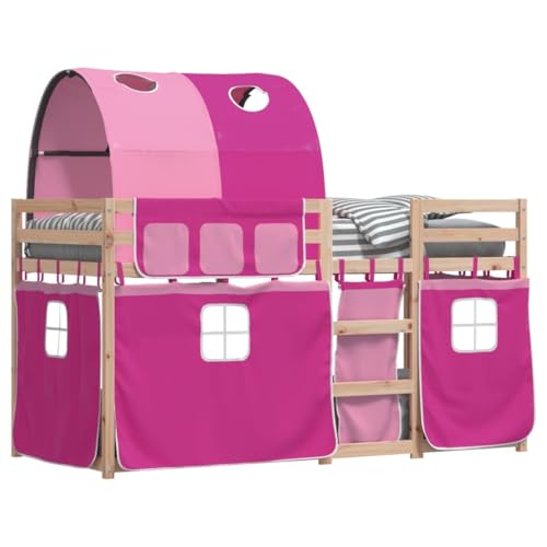 HEFZGDB Etagenbett mit Vorhängen Rosa 90x190 cm Massivholz Kiefer Ehebett Gästebett Familienbett Einzelbett für Gästezimmer Herberge Schlafzimmer Wohnbereich HEFZGDB Etagenbett mit Vorhängen Rosa 90x190 cm Massivholz Kiefer Ehebett Gästebett Familienbett Einzelbett für Gästezimmer Herberge Schlafzimmer Wohnbereich von HEFZGDB