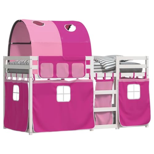HEFZGDB Etagenbett mit Vorhängen Rosa 90x190 cm Massivholz Kiefer Ehebett Gästebett Familienbett Einzelbett für Gästezimmer Herberge Schlafzimmer Wohnbereich HEFZGDB Etagenbett mit Vorhängen Rosa 90x190 cm Massivholz Kiefer Ehebett Gästebett Familienbett Einzelbett für Gästezimmer Herberge Schlafzimmer Wohnbereich von HEFZGDB