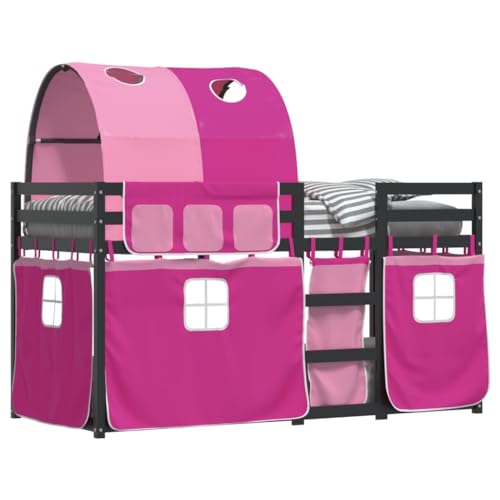 HEFZGDB Etagenbett mit Vorhängen Rosa 90x200 cm Massivholz Kiefer Ehebett Gästebett Familienbett Einzelbett für Gästezimmer Herberge Schlafzimmer Wohnbereich HEFZGDB Etagenbett mit Vorhängen Rosa 90x200 cm Massivholz Kiefer Ehebett Gästebett Familienbett Einzelbett für Gästezimmer Herberge Schlafzimmer Wohnbereich von HEFZGDB