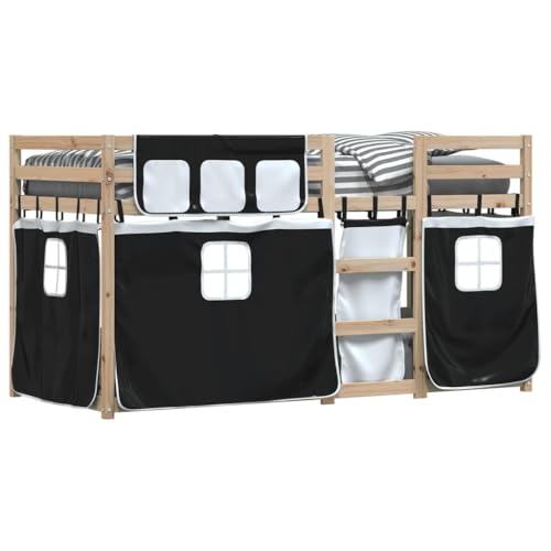 HEFZGDB Etagenbett mit Vorhängen Weiß & Schwarz 75x190 cm Kiefernholz Daybed Bettgestell Familienbett Einzelbetten für Schlafzimmer Herberge Gästezimmer Wohnbereich HEFZGDB Etagenbett mit Vorhängen Weiß & Schwarz 75x190 cm Kiefernholz Daybed Bettgestell Familienbett Einzelbetten für Schlafzimmer Herberge Gästezimmer Wohnbereich von HEFZGDB