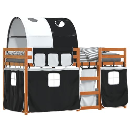 HEFZGDB Etagenbett mit Vorhängen Weiß & Schwarz 75x190 cm Kiefernholz Guest Bed Gästebett Bettgestell Einzelbetten für Gästezimmer Wohnbereich Herberge Schlafzimmer HEFZGDB Etagenbett mit Vorhängen Weiß & Schwarz 75x190 cm Kiefernholz Guest Bed Gästebett Bettgestell Einzelbetten für Gästezimmer Wohnbereich Herberge Schlafzimmer von HEFZGDB