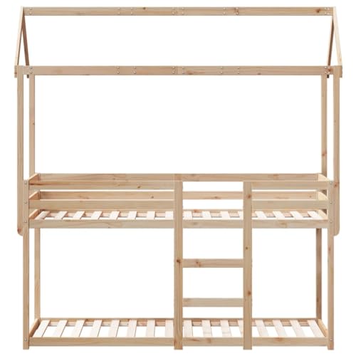 HEFZGDB Etagenbett ohne Matratze 90x200 cm Massivholz Kiefer Jugendbett Gästebett Bed Frame Einzelbett für Wohnbereich Gästezimmer Herberge Schlafzimmer von HEFZGDB