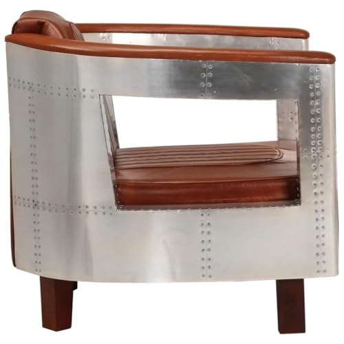 HEFZGDB Fliegersessel Braun Echtleder Kuschelsessel Loungesessel Wohnzimmer Schminktisch Stuhl Seselstuhl Wohnzimmer für Arbeitszimmer Schlafzimmer Wohnbereich Balkon von HEFZGDB