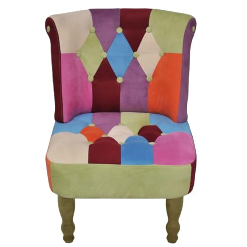 HEFZGDB Französische Stühle 2 STK. Patchwork-Design Stoff Living Room Chairs Lesesessel Bequem Esszimmerstühle Kleiner Sessel für Sitzungszimmer Balkon Schlafzimmer Arbeitszimmer von HEFZGDB
