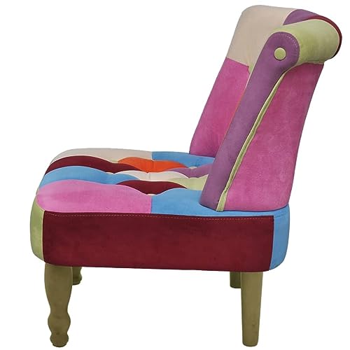HEFZGDB Französischer Sessel mit Patchwork-Design Stoff Living Room Chairs Lesesessel Bequem Esszimmerstühle Kleiner Sessel für Sitzungszimmer Balkon Schlafzimmer Arbeitszimmer von HEFZGDB